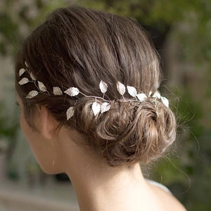 Vigne de cheveux de mariée feuille d'argent pour coiffure mariage et look bohème