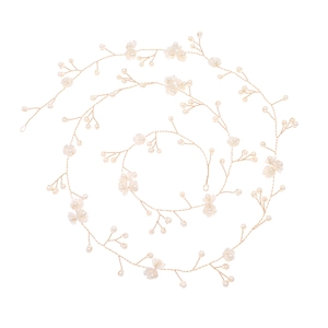 Elegant 1-meter handmade bridal hair vine with white flowers and pearls on gold wire