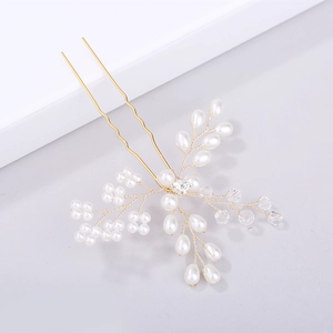 Épingle à cheveux de mariée dorée avec perles et cristaux faits main pour coiffures