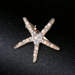 Starfish Rhinestone Artificial Pearl Hair Clips Bridal Wedding Sea Star Hairpins Gold Silver Alloy Hair Accessories For Women