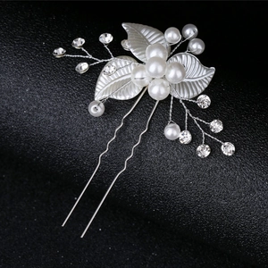 Épingle à Cheveux de Mariée Faite à la Main Künstliche Perle Strass Feuille Coiffe de Mariage Femmes Accessoires Cheveux Élégants