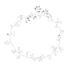 Vigne de cheveux de mariée élégante avec perles à la main et cristaux sur fil d'argent