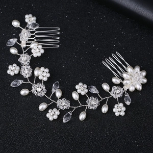Peignes à Cheveux de Mariage Faits à la Main Avec Künstliche Perles Et Cristaux Argent Or Coiffe de Mariée Accessoires Cheveux Femme