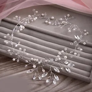 Vigne de Cheveux de Mariée Faite à la Main Avec Künstliche Perles et Strass Serre-tête de Mariage Argent pour Femmes Accessoires Cheveux