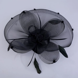 Chapeau Fascinator en Tissu Élégant Vintage pour Femmes Pince à Cheveux Fleur en Satin et Plume pour Banquet de Mariage