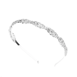 Serre-tête élégant en argent avec feuilles de cristal étincelantes pour mariages et fêtes