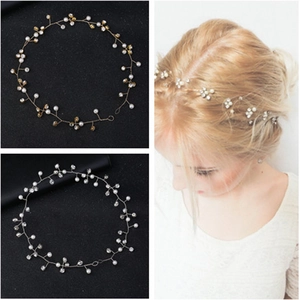 Handmade Flower Artificial Pearl Rhinestone Hair Vine For Kids Wedding Bridal Party Elegant Crystal Floral Headband Accessories