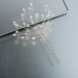Épingle à cheveux de mariée argentée avec cristaux artisanaux pour coiffures de mariage