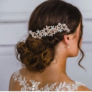Bridal Wedding Alloy Flower Hair Comb For Women Rhinestone Inlaid Gold Silver Rose Gold Electroplated Bridal Headwear Hair Accessories