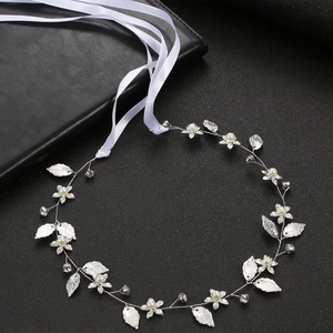 Bandeau Baroque à Feuilles Dorées Bijou de Tête de Mariage Fleur Faite à la Main Künstliche Perles Strass Accessoires pour Femmes Fête