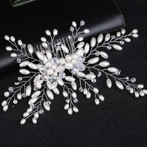 Exquisite handmade pearl and crystal bridal hair comb accessory for weddings