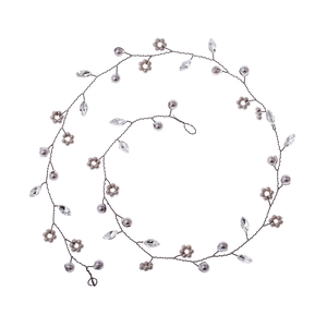 Handmade bridal hair vine with grey pearls, crystals and beads for elegant wedding hairstyles