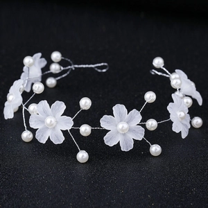 Serre-Tête Élégant à Fleurs et Künstliche Perles d'Imitation Fait Main Bandeau Floral Dépoli pour Mariage Enfants Femmes Accessoires Cheveux