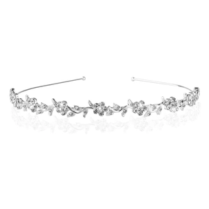 Elegant Silver Rhinestone Flower Headband Bridal Wedding Hair Accessories Alloy Floral Petal Hair Band For Women Jewelry