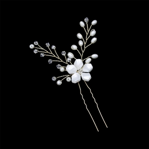 Eleganter Handgefertigter Blumen Braut Haarstab Gold Silber Legierung Strass Künstliche Perle Hochzeit Party Damen Schmuck
