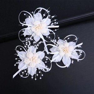 Wald-Stil Weiß Stoff Blume Haarspange Mit Kunstperle Eleganter Brauthaarschmuck Für Kinder Mädchen Hochzeit Party