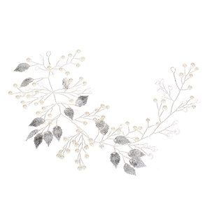 Vigne de cheveux de mariée argentée avec perles et cristaux pour coiffures de mariage