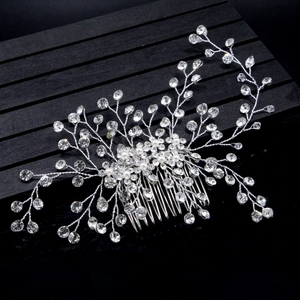 Peigne à Cheveux de Mariée Fait à la Main Avec Strass et Branches de Künstliche Perles Argent Or Vintage Mariage Fête Bijoux Élégants