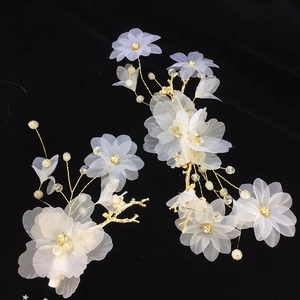 Barrettes à Cheveux en Tissu Fleur Style Forêt Coréenne pour Mariage Demoiselle d'Honneur Filles Accessoires de Coiffure