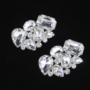 Elegant Silver Alloy Rhinestone Shoe Clips For Women Sparkling Crystal Wedding Bridal Shoes Buckle Decoration Party Banquet Heels Accessories