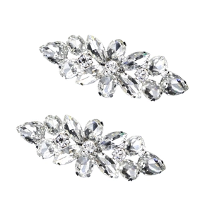 Paire de clips à chaussures de mariée en argent avec strass en cristal pour mariage