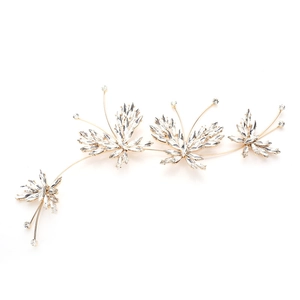 Pinces à cheveux de mariée dorées avec papillons en cristal et strass marquise