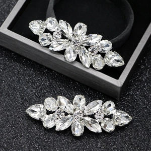 Clips de chaussures de mariée en strass de cristal argenté pour décoration de mariage