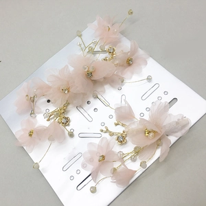 Lot de barrettes à fleurs roses avec cristaux pour coiffures de mariage pour femmes et filles