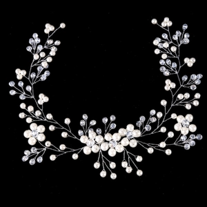 Vigne de Cheveux de Fleur de Künstliche Perle Faite à la Main Bandeau de Mariée en Cristal Accessoires de Cheveux de Mariage Argent Or