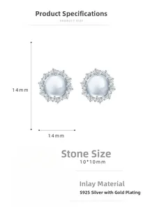 Gros plan de boucles d'oreilles en argent doré S925 avec jade blanc et zircons