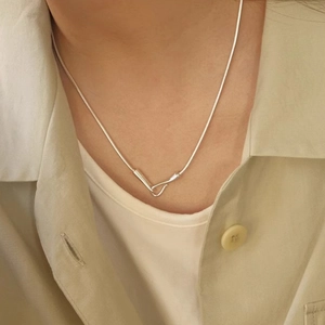 Minimalist silver snake chain necklace for men and women with secure hook clasp closure