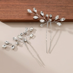 Lot d'épingles à cheveux de mariée en cristal marquise avec design de feuilles fait à la main