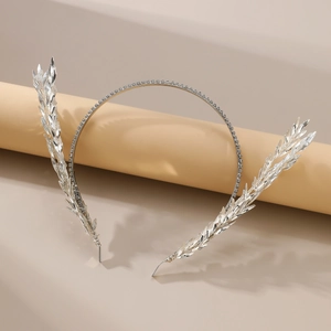 Serre-tête de mariée argenté élégant avec cristaux de strass et design d'épis de blé