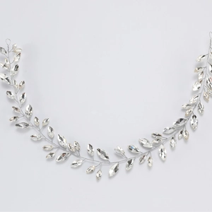 Vigne de cheveux de mariée avec cristaux marquise et fil d'argent pour coiffure de fête