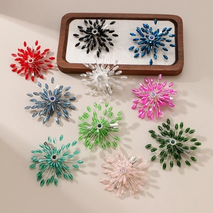 Handmade Crystal Flower Hair Clips Alloy Rhinestone Sunburst Headpiece For Bridal Wedding Party Women Hair Accessories