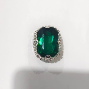 Elegante fibbia per scarpe in cristallo verde smeraldo con bordo in strass luccicanti
