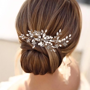 Pettine per Capelli da Sposa Fatto a Mano in Lega d'Argento con Strass e Künstliche Perle Sintetiche per Matrimonio Banchetto Donna Gioielli
