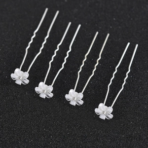Vintage Alloy Flower U-Shaped Hair Pins Silver Tone Rhinestone Bridal Wedding Hair Styling Accessories Elegant Headpiece