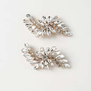 Clip per scarpe da sposa in cristallo marquise con base in metallo dorato per eleganti