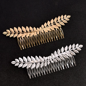 Vintage Metal Leaf Hair Comb For Women Wedding Bridal Hair Accessories Gold Silver Plated Leaf Shape Headpiece Jewelry