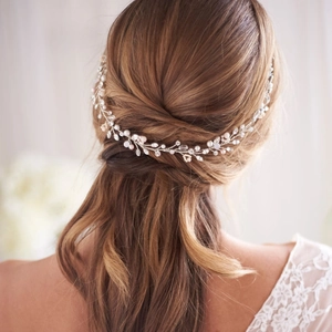 Exquisite bridal hair vine with handmade pearls and crystals for elegant wedding hairstyles