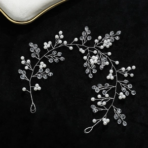 Vigne de Cheveux de Mariée Faite à la Main Avec Künstliche Perle d'imitation et Cristal Bijou de Tête de Mariage Élégant Femme