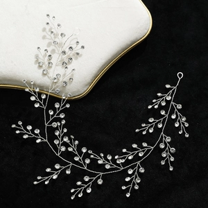 Handwoven Silver Bridal Hair Vine Rhinestone Alloy Wedding Headband Elegant Hair Accessory For Brides Bridesmaids Women Jewelry