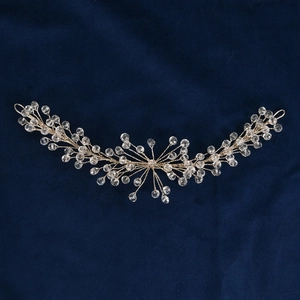 Vite per capelli da sposa in argento con perline di cristallo e fiori su blu scuro