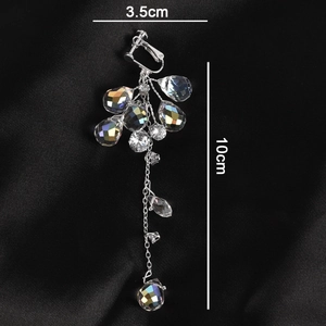 Boucles d'oreilles mariée à clip avec cristaux multicolores et longs glands