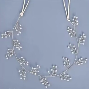 Handgefertigt Künstliche Perlen Braut Haarrebe Stirnband Mit Satinband Für Hochzeit Party Elegant Legierung Draht Haarschmuck Für Damen
