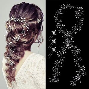 Vite per Capelli Sposa Lunga in Lega Künstliche Perle Artificiali Bianche Cristallo Strass Copricapo Accessorio e Forcine per Matrimonio Festa Donna Gioielli