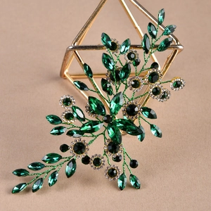 Vintage Alloy Crystal Leaf Hair Accessory Handmade Rhinestone Flower Bridal Hair Piece For Wedding Banquet Party Women Elegant Headwear