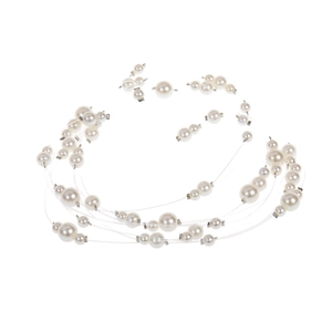 Elegant bridal hairband with multilayered white pearls and beads for wedding hairstyles