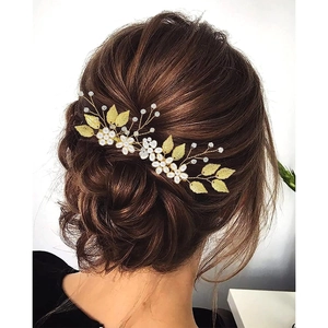 Peigne à Cheveux Mariée Fait Main Alliage Feuille Imitation Künstliche Perle Cristal Accessoire Tête Or Argent Mariage Femme